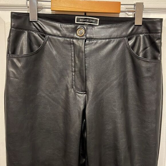 Melanie Lyne‎ Black Faux Leather Pants Size 6 - Picture 2 of 10